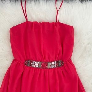 EUC Zara Beautiful Coral and Silver Embellished Dress
